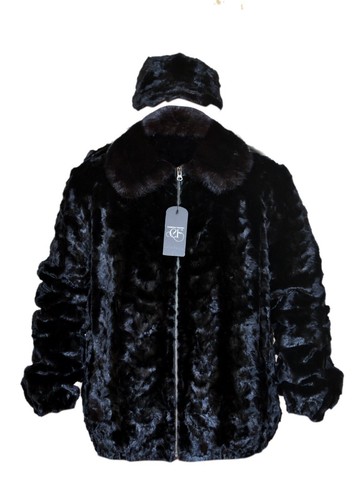 Pre-owned Handmade Man's Real Mink Fur Bomber Jacket Coat All Sizes Cream Off White Pre Sale In Brown
