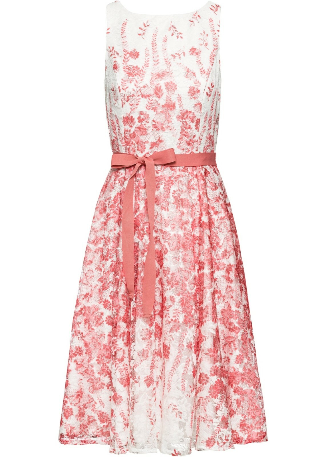 Damen Sommer Kleid weiß Blumen Spitze Midi 36 38 40 42 44 46 48 50 neu 069