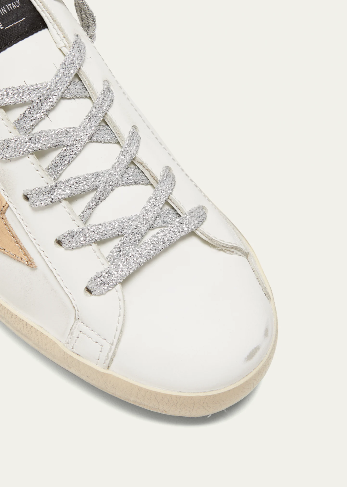 Pre-owned Golden Goose Superstar Metallic Stud Low-top Sneakers 4960 - Retail $715 In White/silver/gold