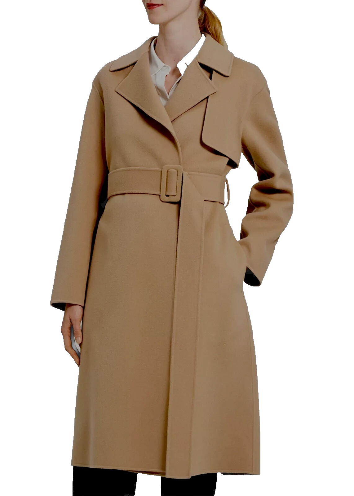 NEW Theory Palomino Trench Wrap Coat,XL,Midi,Wool Cashmere,Belt