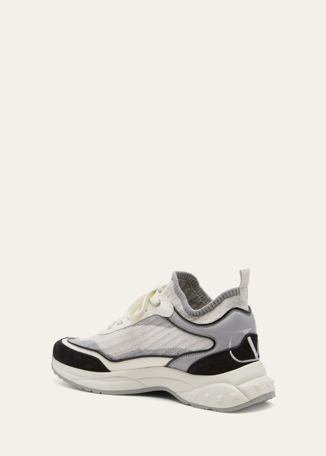 Pre-owned Valentino Garavani Ready Go Runner Wool Sock Sneakers - Retail $1090 In Black/ivory