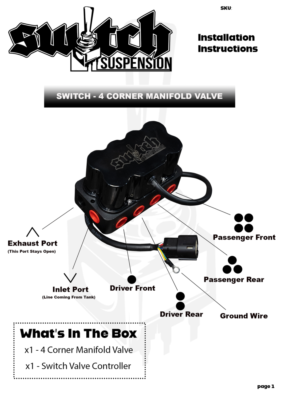 Switch Suspension 4 Corner Manifold Valve AVS 7 Switch Controller & 3/8 Fittings