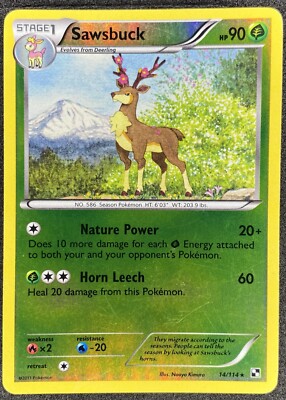Pokémon Sawsbuck Reverse Holo 14/114 BLW Black & White LP