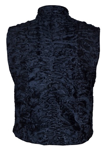 Pre-owned Handmade Black Real Karakul Sheep Fur Vest Persian Lamb Astrakhan Swakara All Sizes