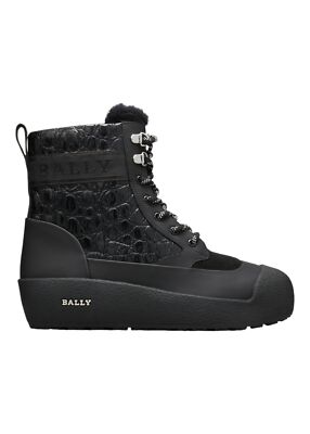 Pre-owned Bally Cuby 6234584 Men's Curling Shearling-lined Suede & Leather Boots Msrp $820 In Black