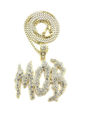 New Iced M.O.B Pendant Box, Rope, Cuban Chain Hip Hop Necklace XZ363