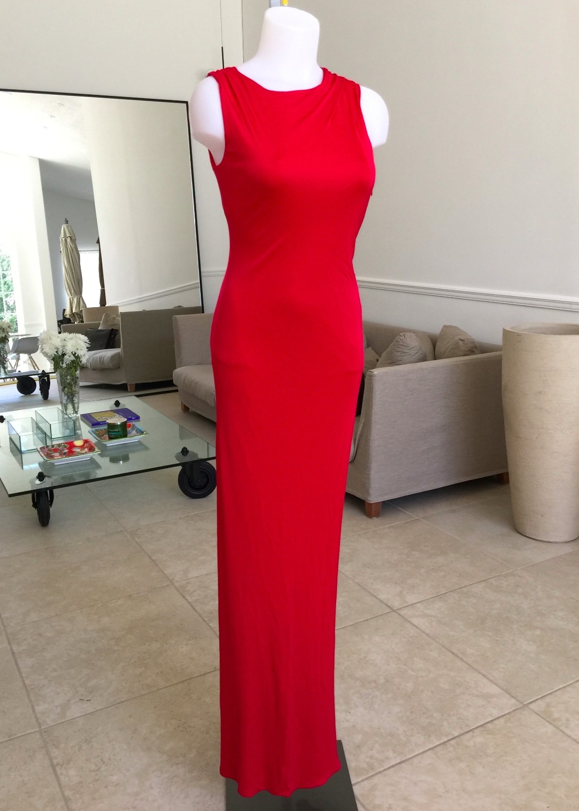 GIANNI VERSACE red pleated evening gown size IT 42