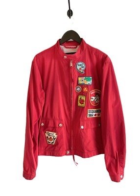 Dsquared2 Red Nylon Logo Patch Windbreaker - MEDIUM