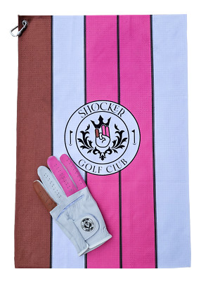 COMBO Shocker Towel & Golf Glove Cabretta Leather Mens Adult Shoker Funny Shoker