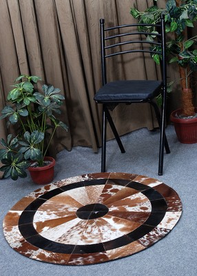 Cowhide Round Patchwork Carpet Handmade Cowhide Carpet  Home Décor Cow Skin 4215