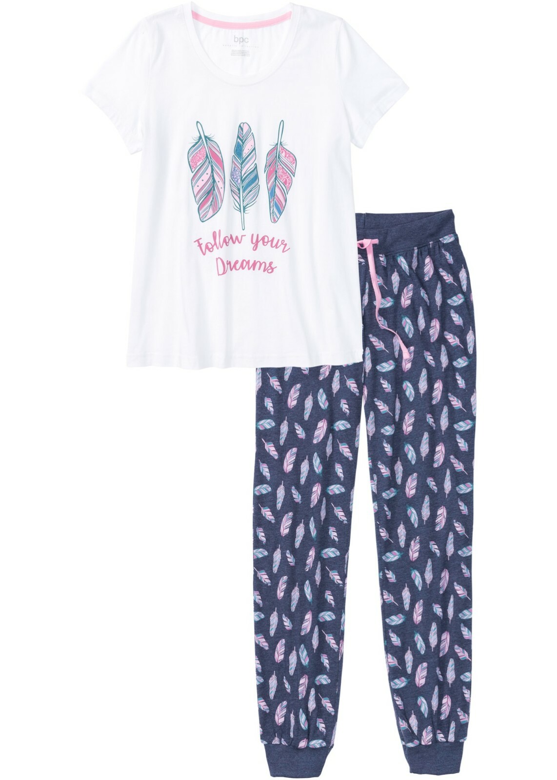 DAMEN PYJAMA SCHLAFANZUG HAUSANZUG NEU! Gr 36/38, 44/46 LANGE HOSE KURZARM SHIRT