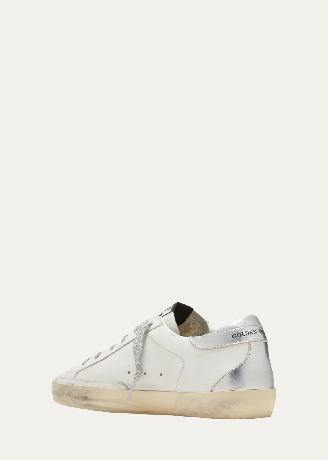 Pre-owned Golden Goose Superstar Metallic Stud Low-top Sneakers 4960 - Retail $715 In White/silver/gold