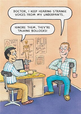 Happy Birthday Card Voices Underpants Humour Joke Funny Rude Open Male FREE P&P