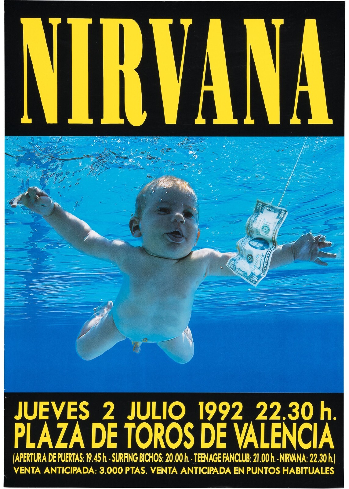 1992 NIRVANA CONCERT POSTER SPAIN SIZE 10X15 INCHES KURT