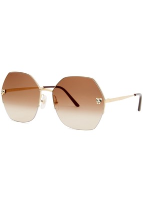 Pre-owned Cartier Ct0332s-002 Gold Sunglasses In Brown