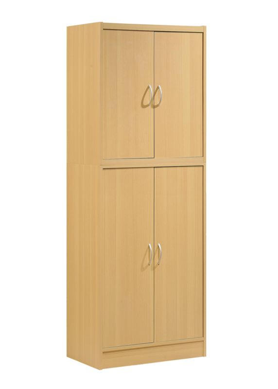Kitchen Cabinet Pantry Cupboard 4-Door Storage Organizer Light Brown 72 In.