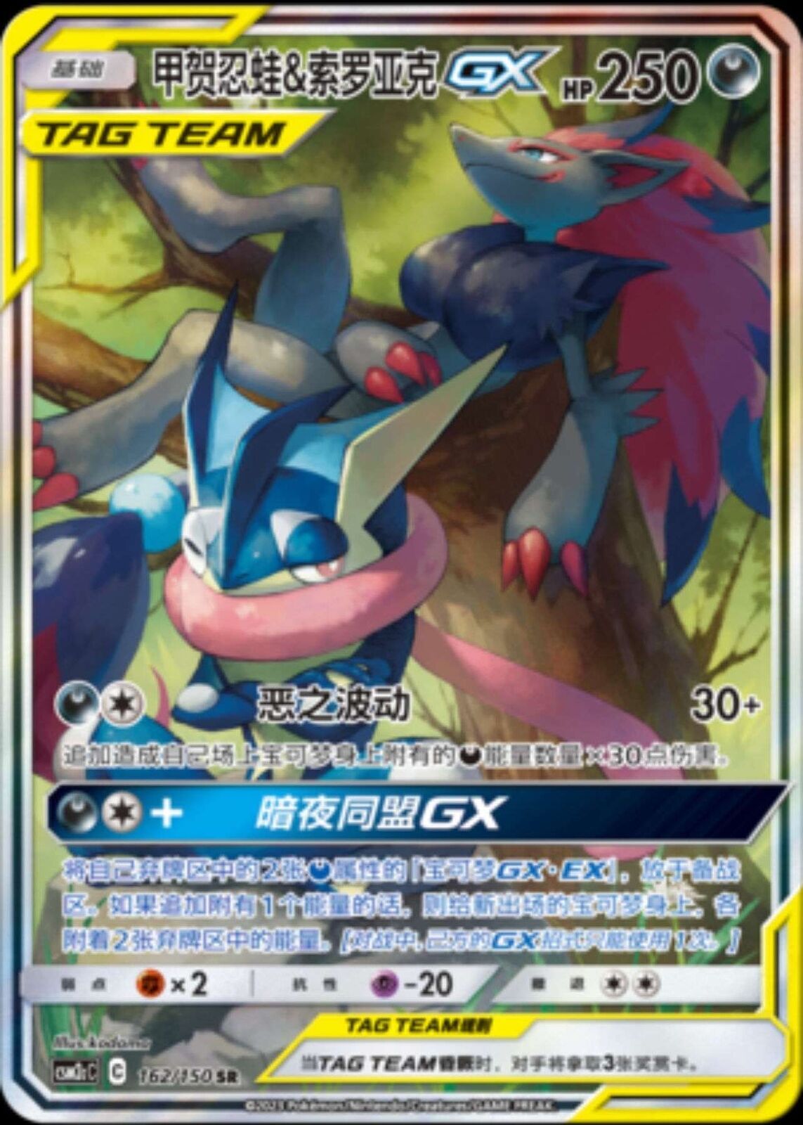 Pokemon S-Chinese Sun&Moon CSM2cC-162 SR Greninja & Zoroark