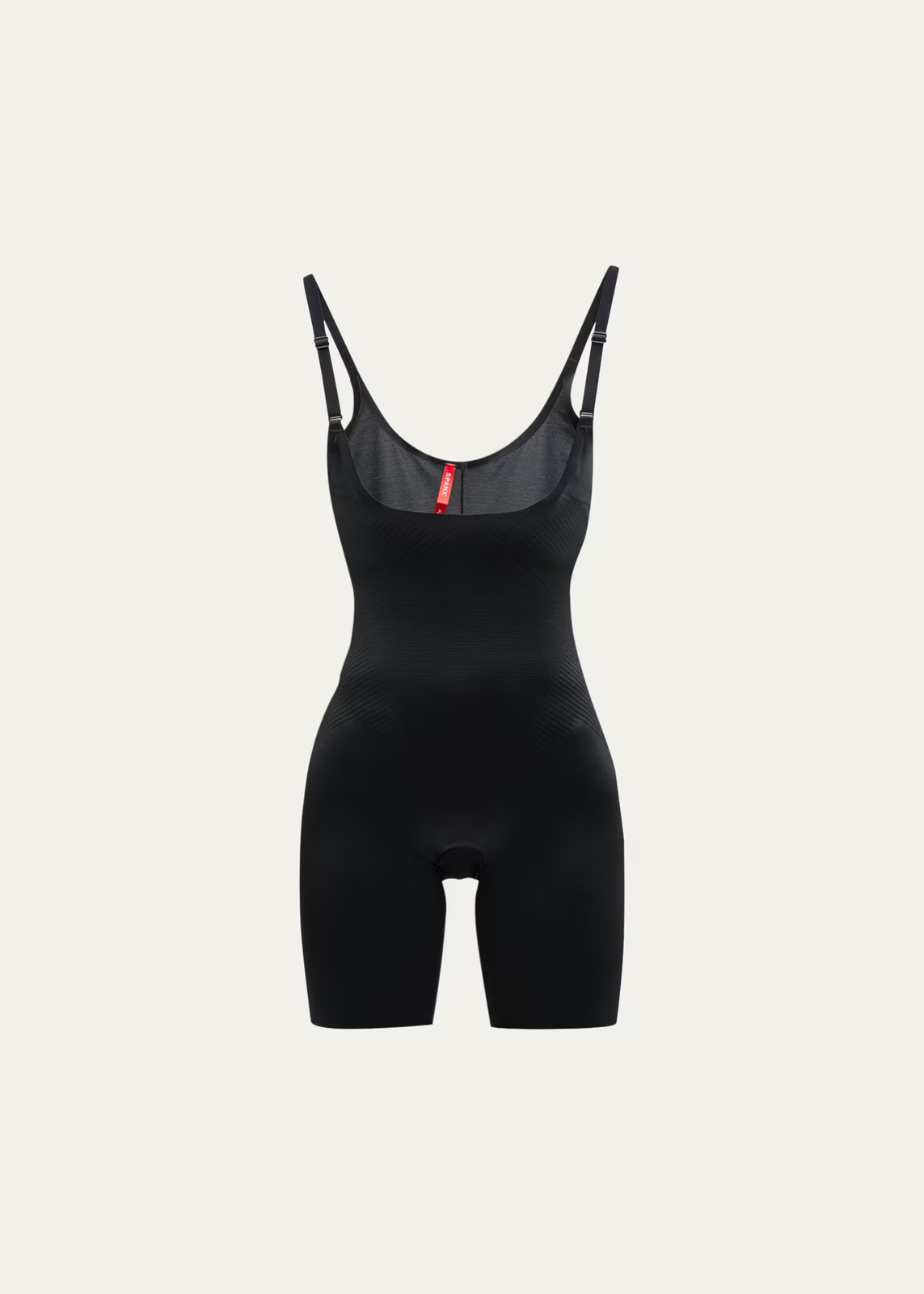 SPANX 10021R THINSTINCTS OPEN-BUST MID-THIGH BODYSUIT VERY BLACK SMALL