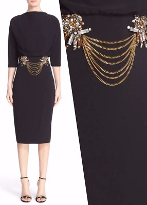 

НОВОЕ черное эластичное платье миди в стиле ампир с отделкой BADGLEY MISCHKA Couture, Черный