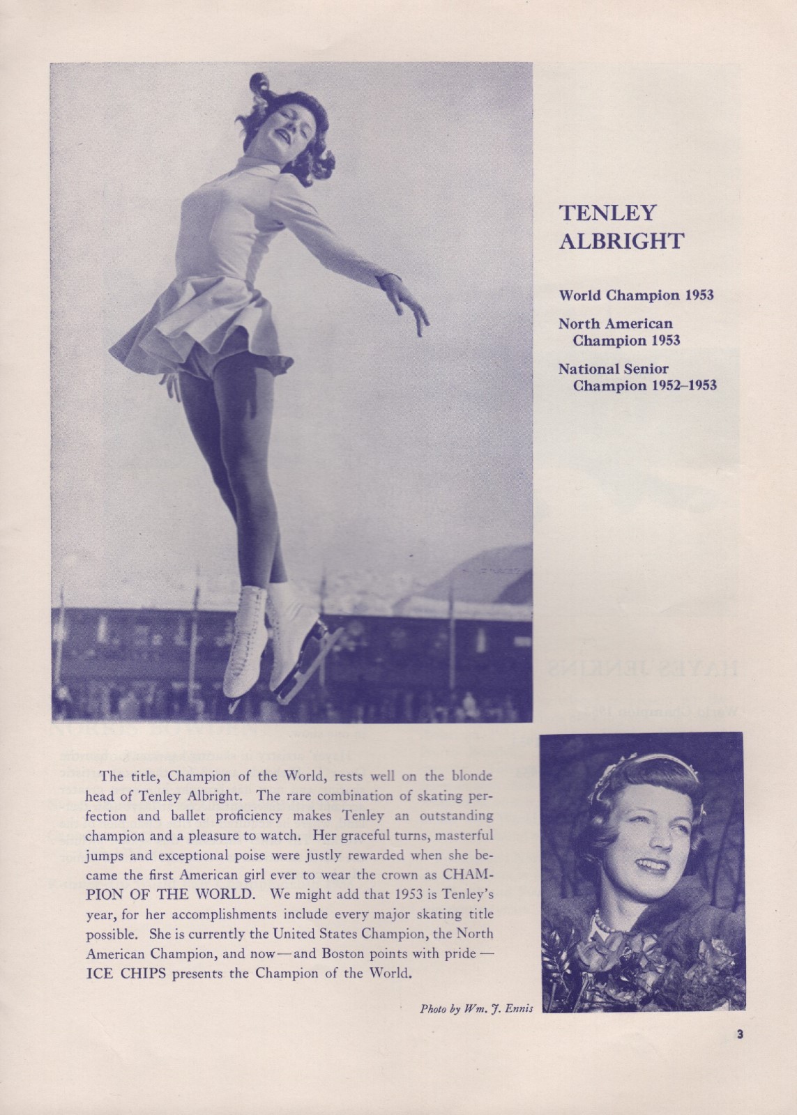 ICE CHIPS of 1953 program Boston Skating Club featuring Albright, Jenkins