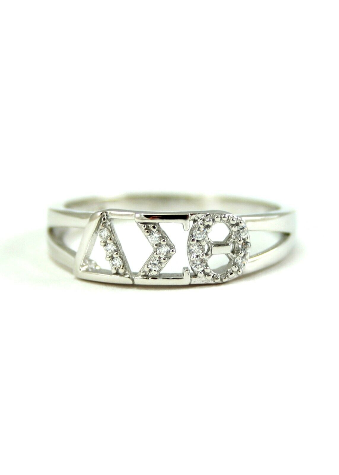 Delta Sigma Theta SORORITY Sterling Silver Ring with Simulated...