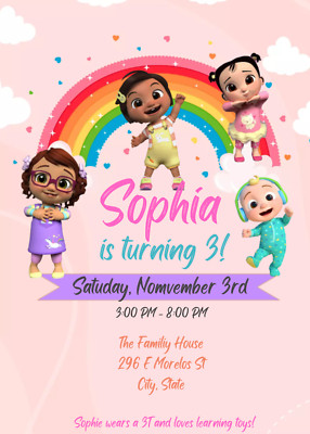 EDITABLE Cocomelon Birthday Invitation, Editable Template Invitation, Digital