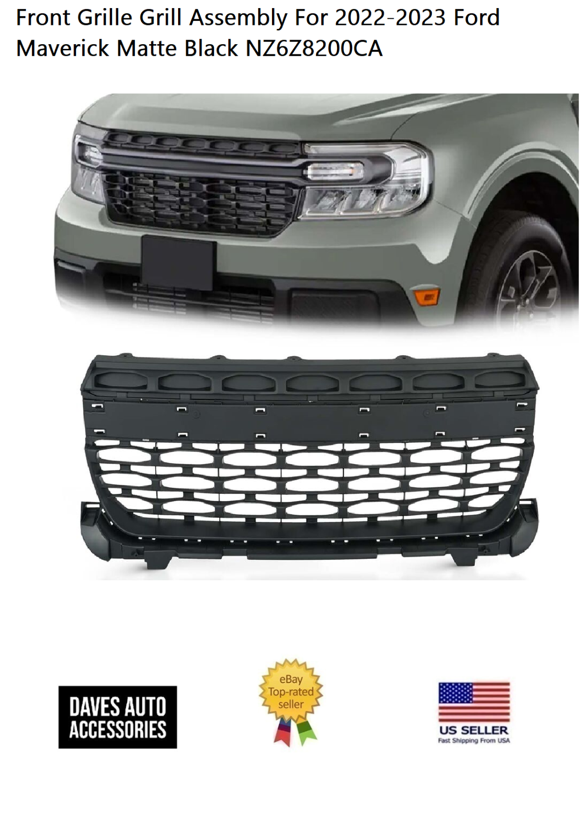 マクレガー TCP2 Matte Black Front Center Grill Assembly Fits 2022-23 Ford Maverick