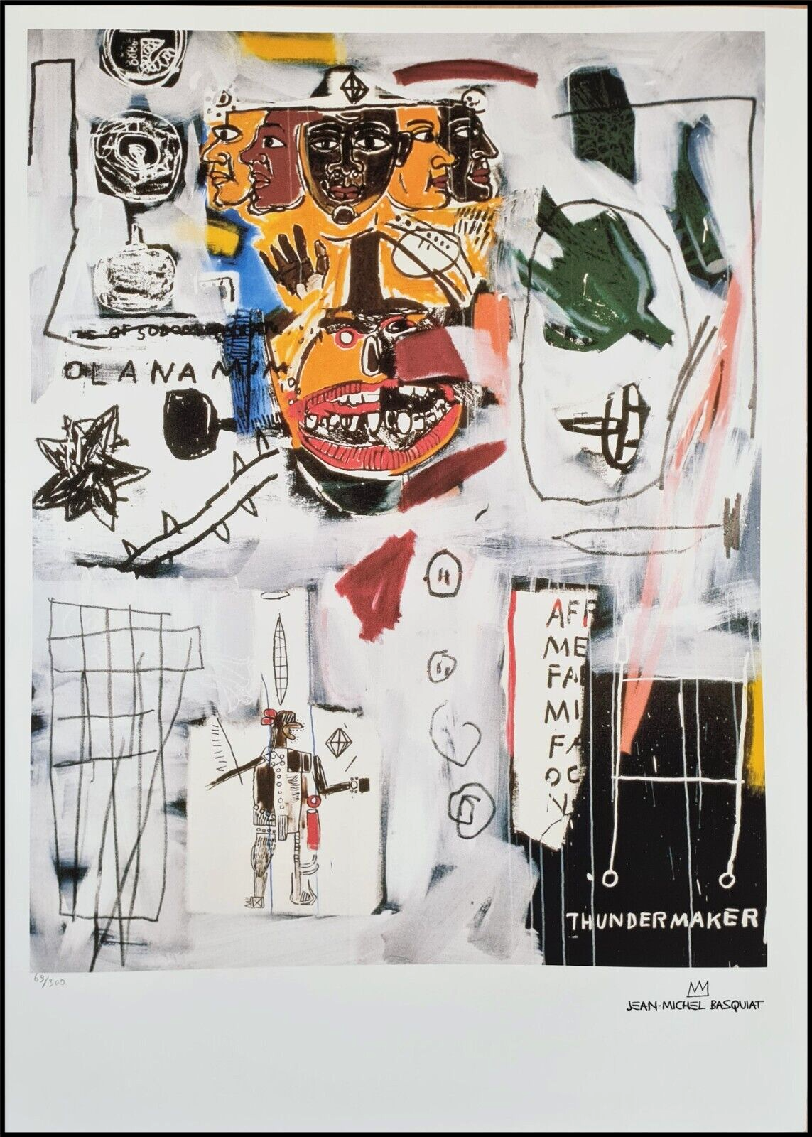 JEAN-MICHEL BASQUIAT * Untitled * 70x50 cm * Lithograph JEAN-MICHEL BASQUIAT * Untitled * 70x50 cm * Lithograph