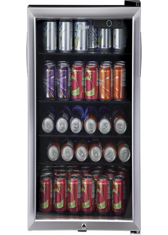 Mini Beverage Fridge Cooler 150 Can Locking Glass Door Home Office Stainless