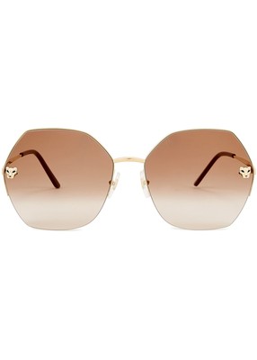 Pre-owned Cartier Ct0332s-002 Gold Sunglasses In Brown