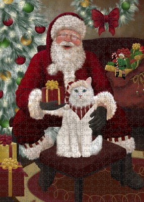 Santa's Christmas Surprise Dogs Cats Photo Jigsaw Puzzle with Tin Kids Toy