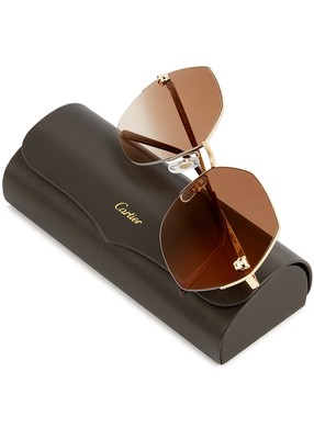 Pre-owned Cartier Ct0332s-002 Gold Sunglasses In Brown