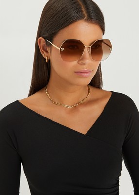 Pre-owned Cartier Ct0332s-002 Gold Sunglasses In Brown