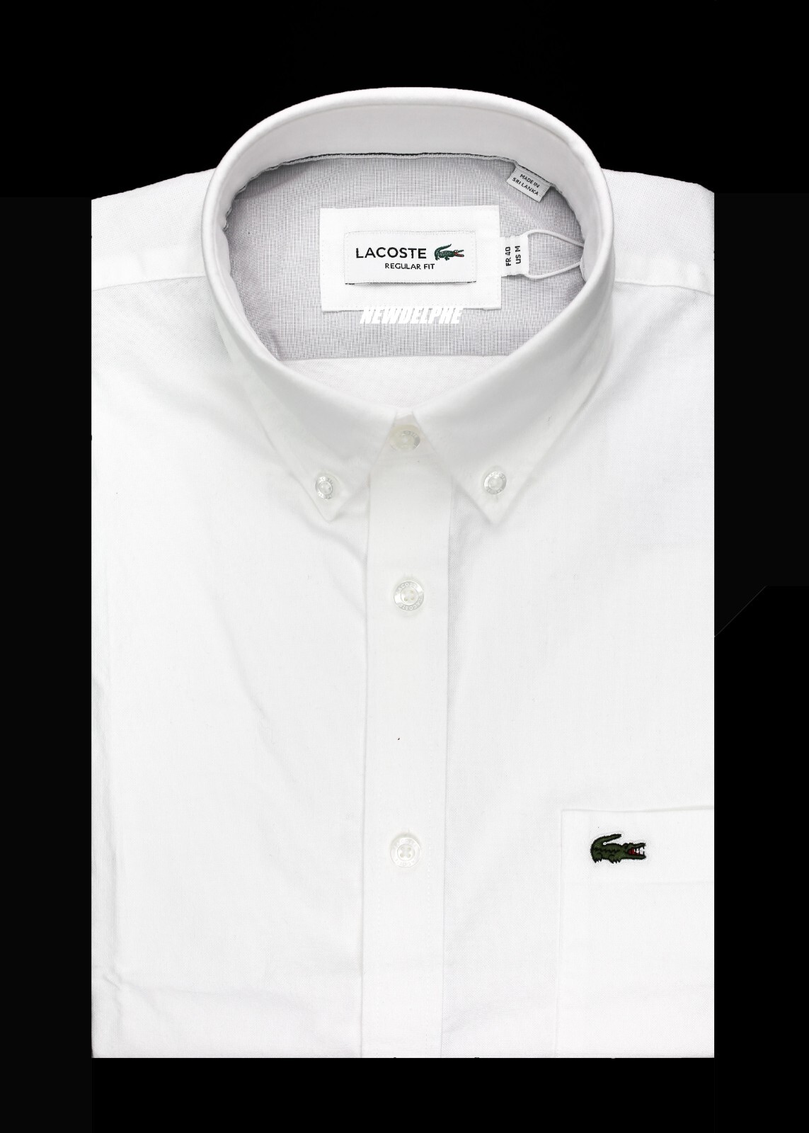 NWT Lacoste Men LS Signature Crocodile Logo Cotton Oxford Shirt MSRP $120