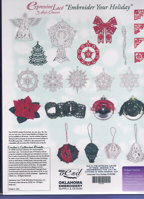 Expressive Lace Embroider Holiday Multi-Format Machine Embroidery Designs CD