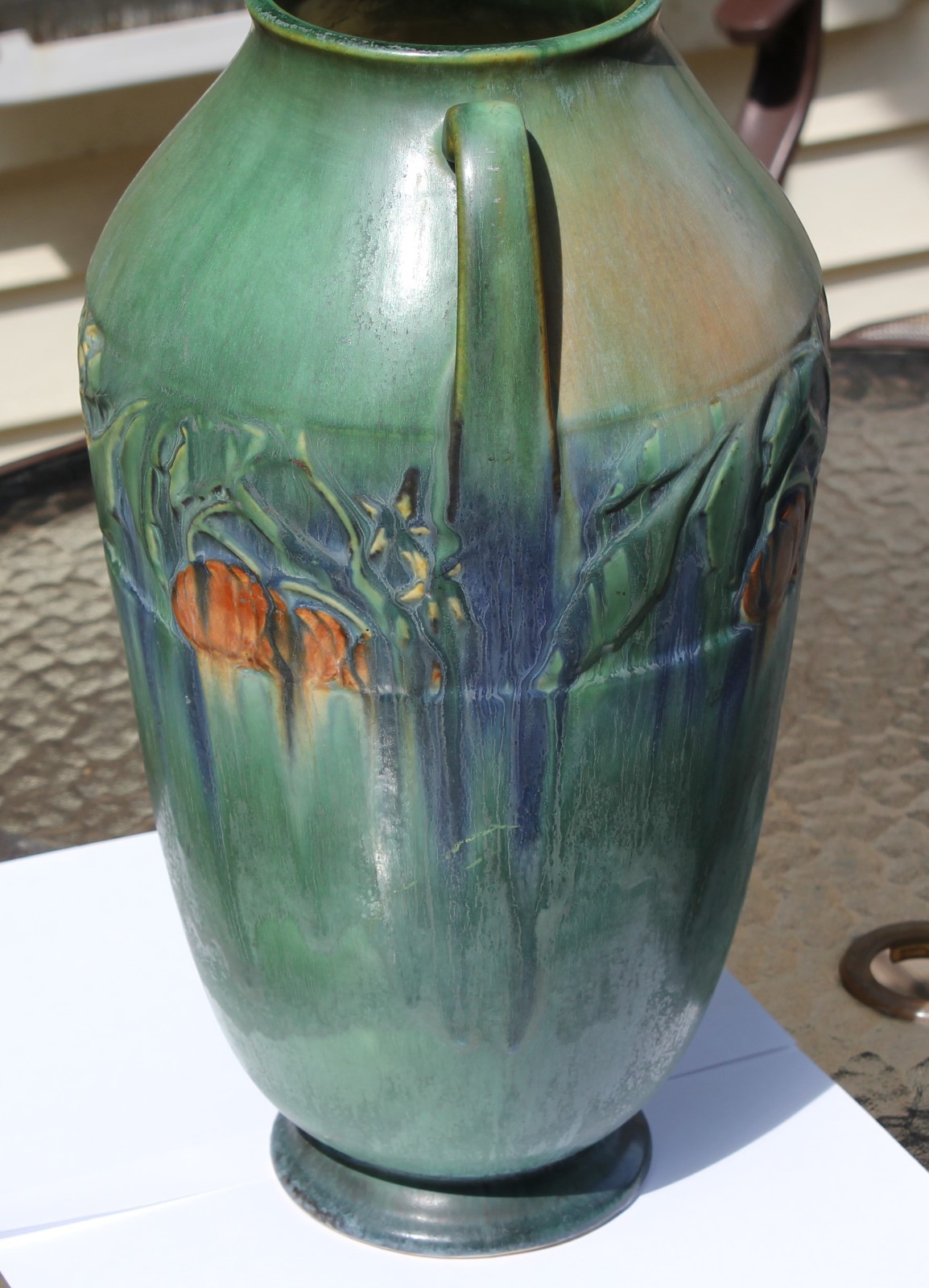 Roseville Green Baneda 600-15 Art Pottery Floor Vase-Must See!