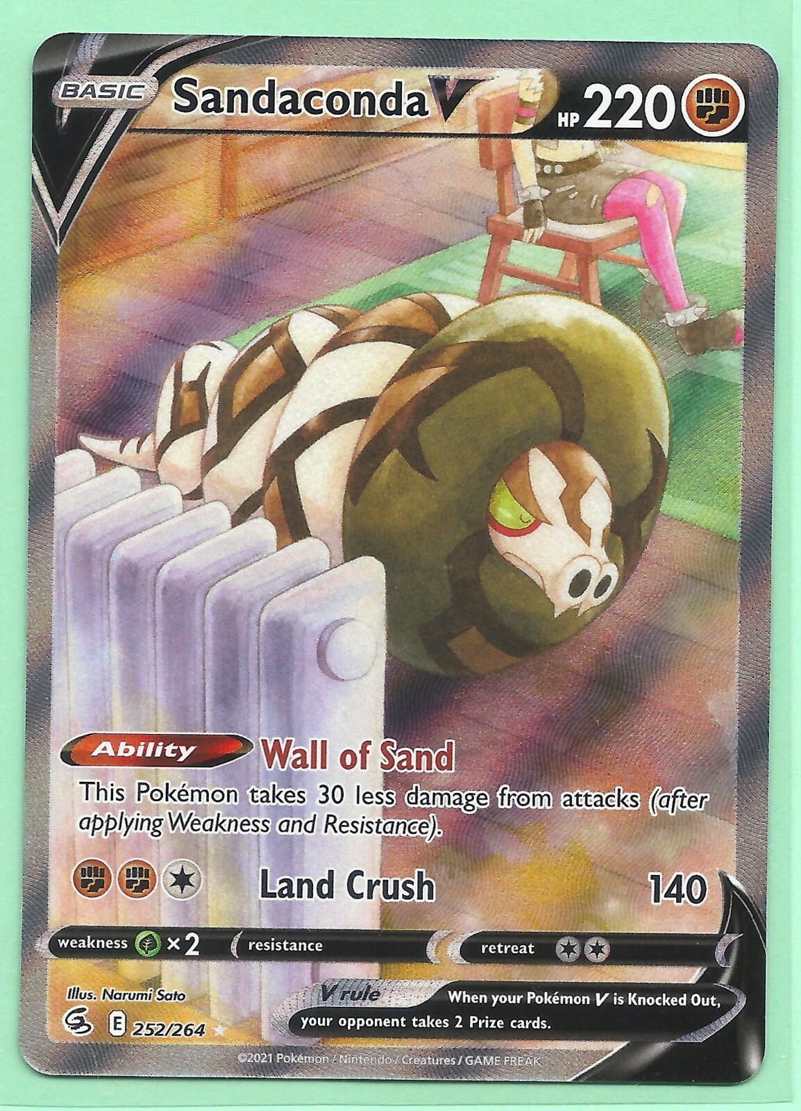 SANDACONDA V ALTERNATE ART 252/264 FUSION STRIKE POKEMON SANDACONDA V ALTERNATE ART 252/264 FUSION STRIKE POKEMON