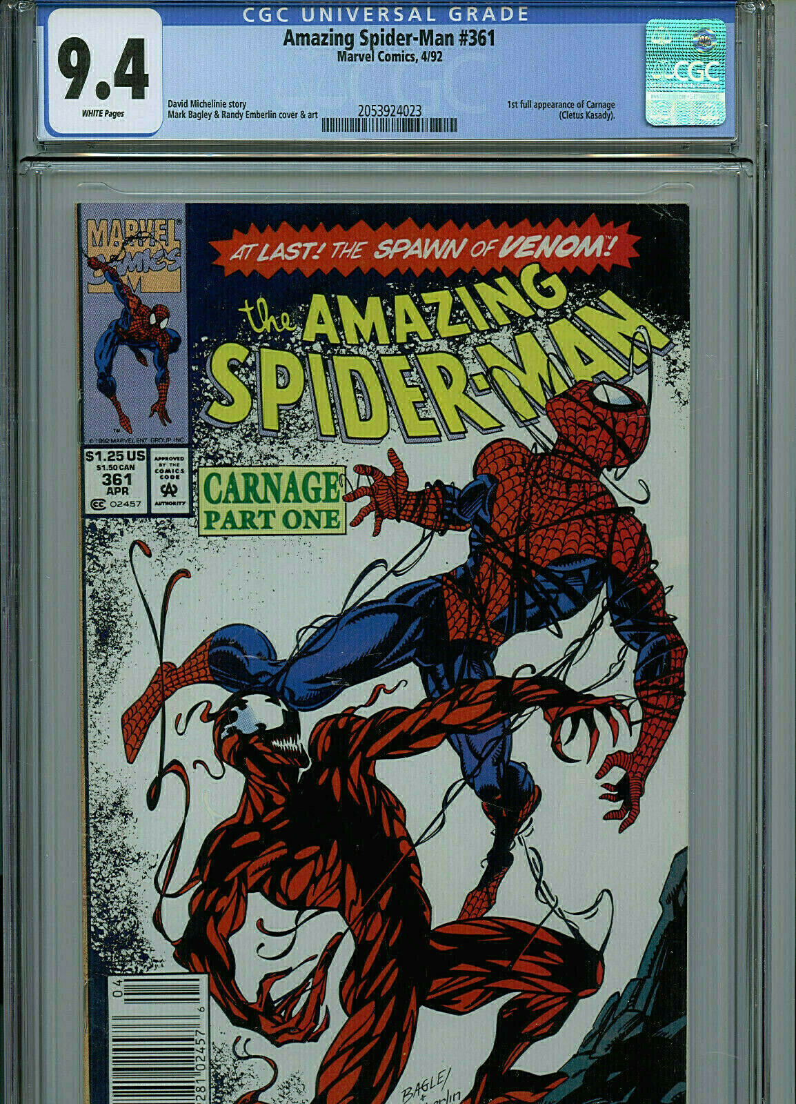 Amazing Spider-man #361 CGC 9.4 NM Marvel Comics 1st Carnage Amazing Spider-man #361 CGC 9.4 NM Marvel Comics 1st Carnage