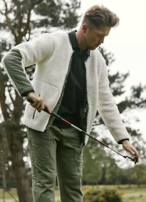 Adidas Adicross Sherpa Golf Reversible Jacket Mens Size Small White Green HF9105