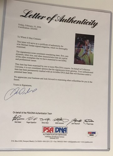 USA Jersey w/ Signed Michael Jordan Vintage Autograph PSA Framed