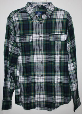 GEORGE Long Sleeves Blue Flannel Plaid Men's Shirt - Sz. Med.  NWT