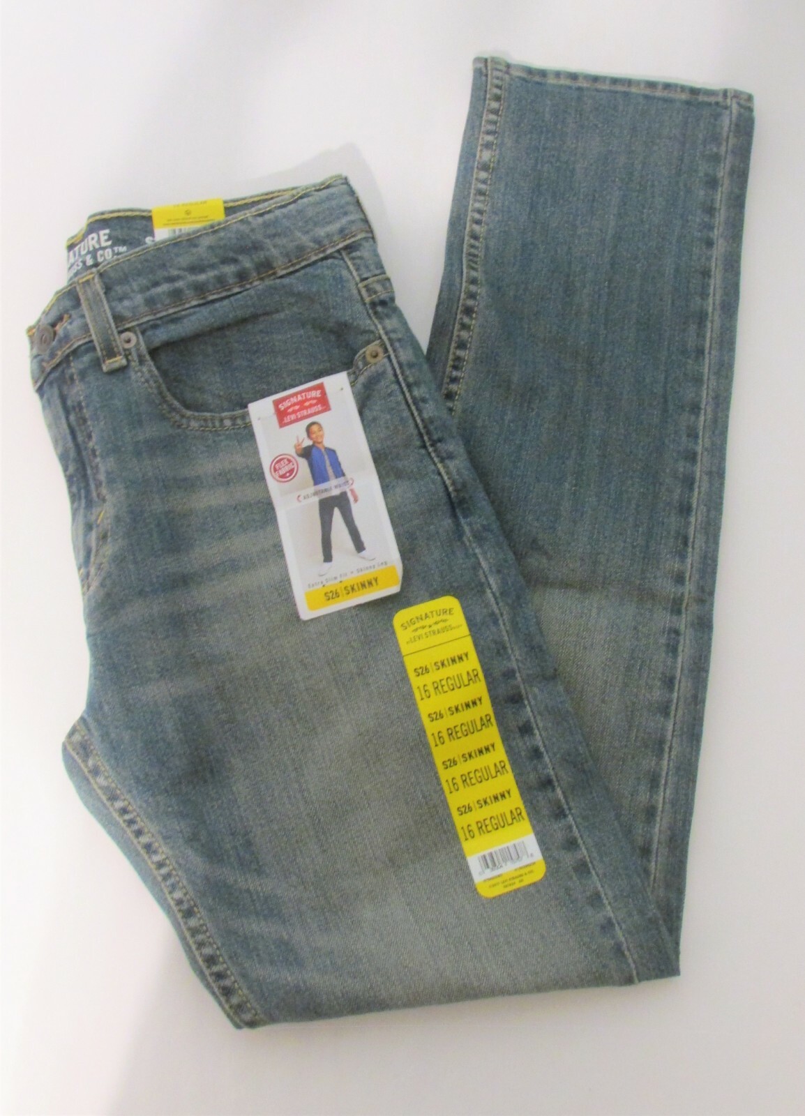Signature by Levi Strauss & Co. Boy's S26 Skinny Fit Jeans, Size 16 Reg, Medium
