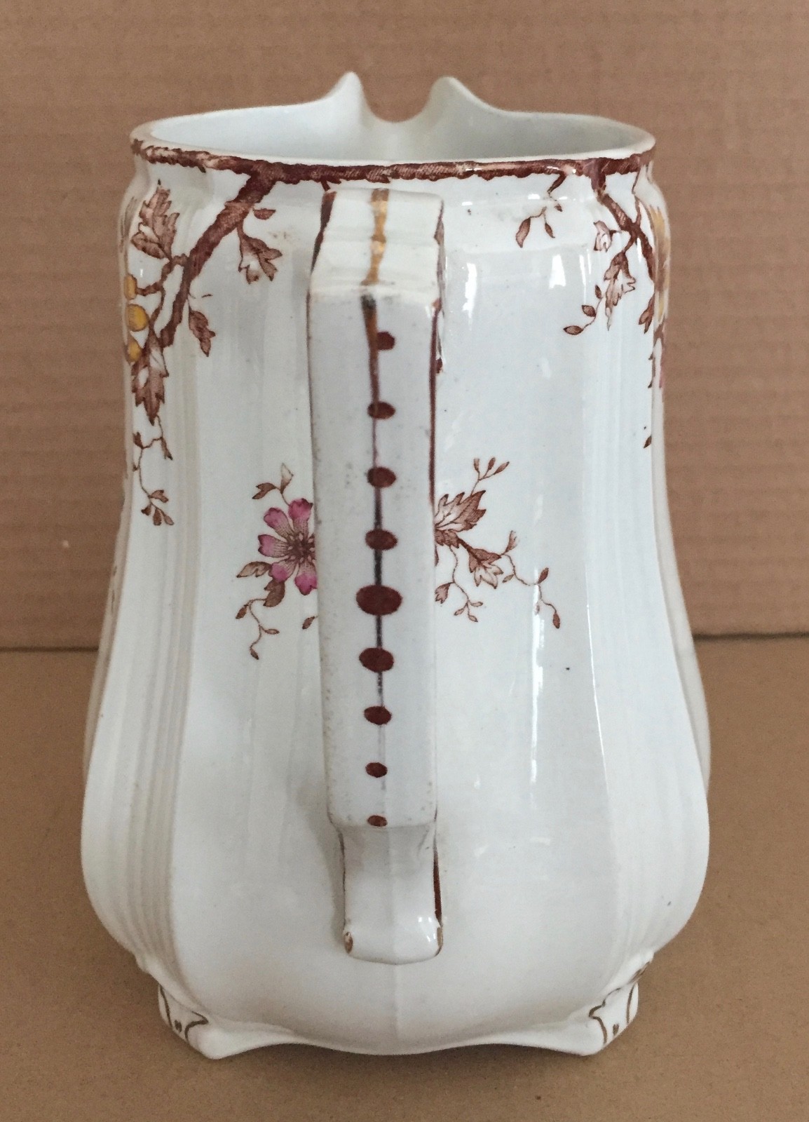 Rare Antique Brown Porcelain Ridgways (Ridgway) EWER PITCHER Carlton No. 72235