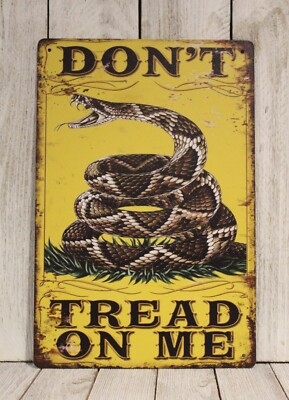 Gadsen American Flag Tin Sign Metal Poster Don't Tread on Me Gun Rights Shop XZ