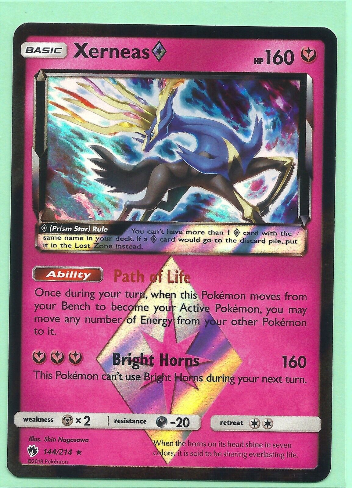 2018 XERNEAS 144/214- PRISM STAR LOST THUNDER Pokemon 2018 XERNEAS 144/214- PRISM STAR LOST THUNDER Pokemon