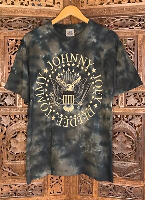 Vintage The Ramones Tie Dye Liquid Blue T-Shirt Punk Rock L