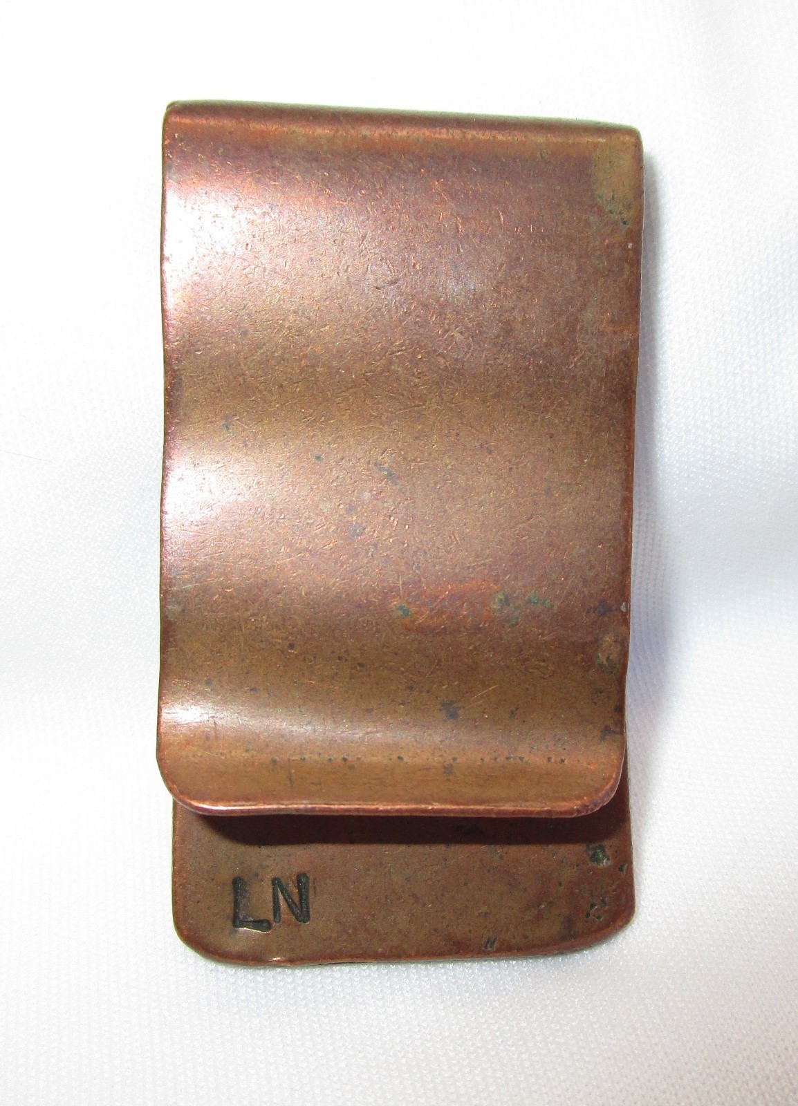 Vintage Copper Money Clip Abstract Kokopelli With Tribal Symbols Signed LN