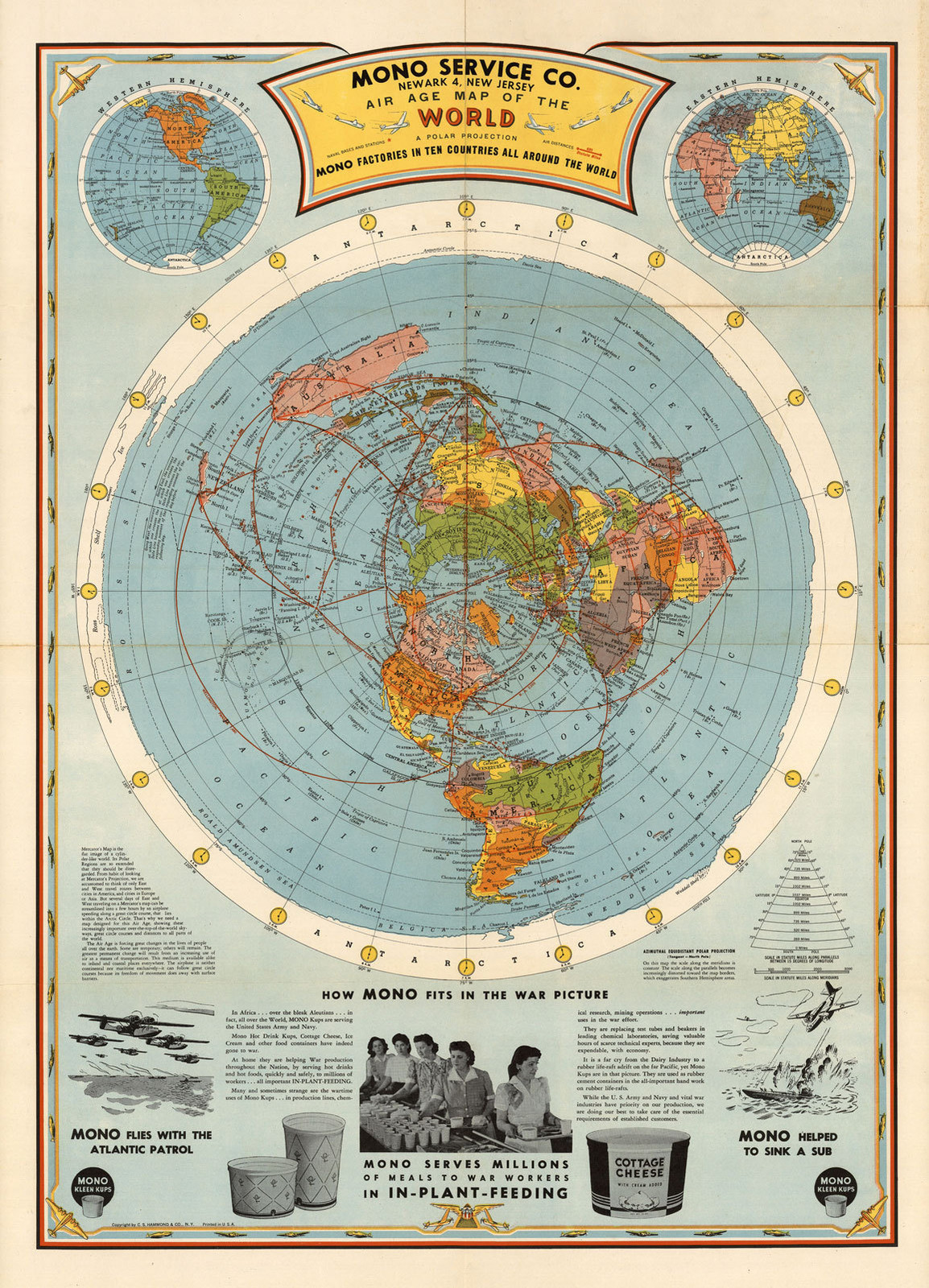 絵画 Earth 1945 Flat Earth Air Age World Map Globe Wall Art Poster