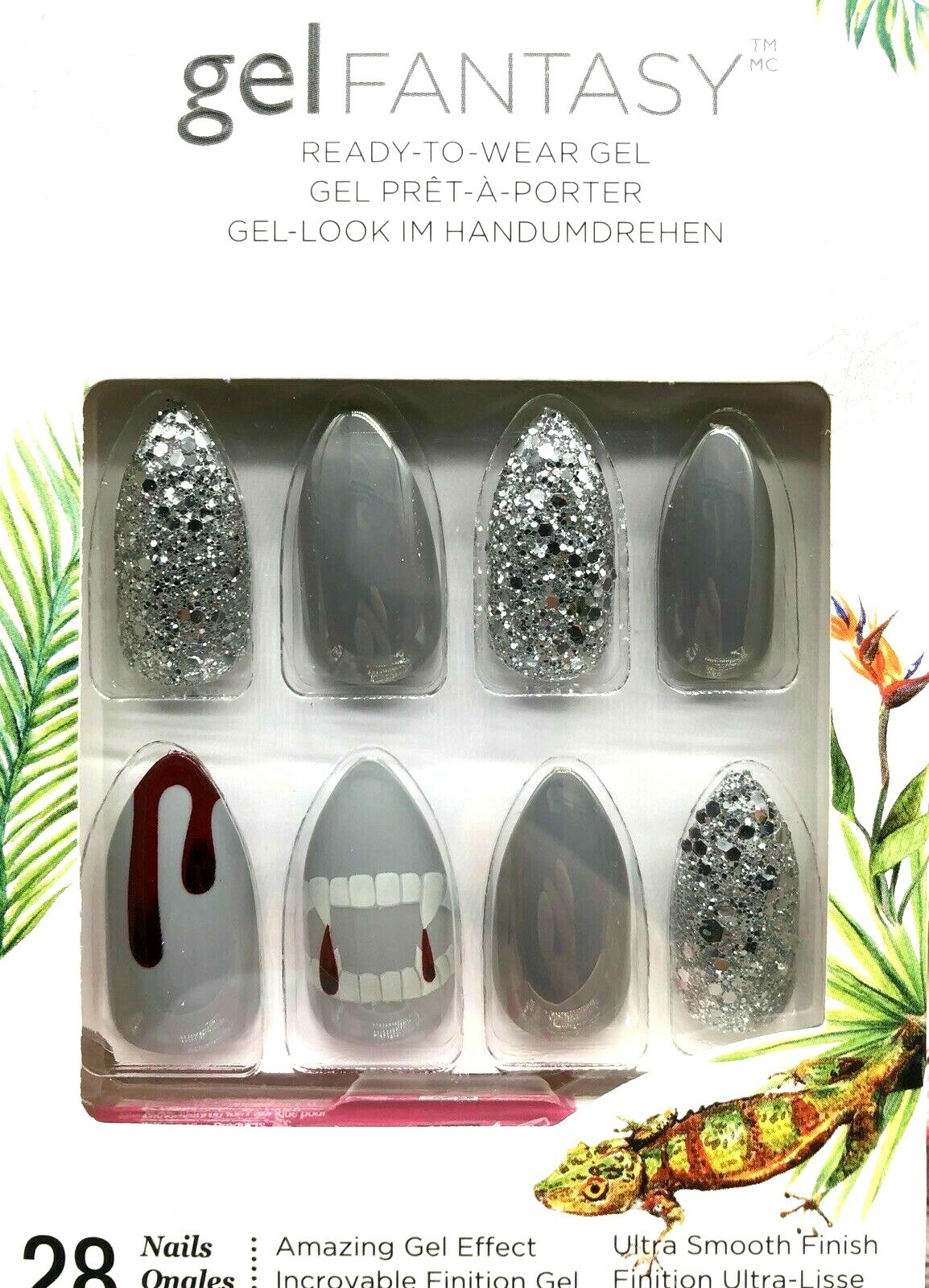 1 Kiss Gel Fantasy Halloween Silver Glitter - Vampire Fangs