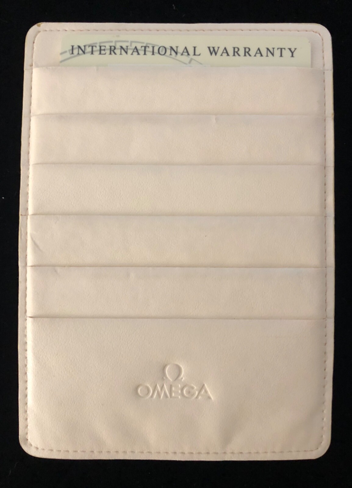 Omega International Warranty Card Open Name Blank w/ Omega Watch Wallet